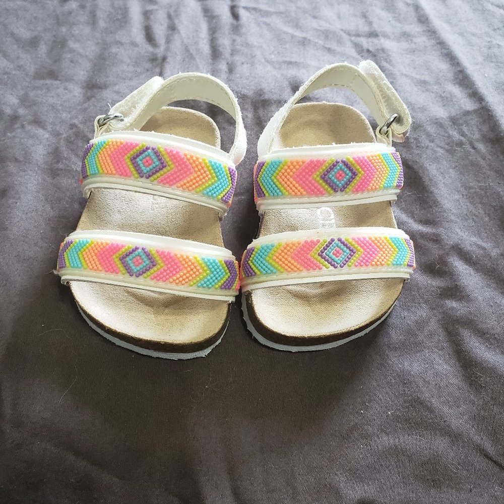 Childrens Place Strappy Sandals With Velcro Closure Size 1 / 0 - 3 Month Rainbow